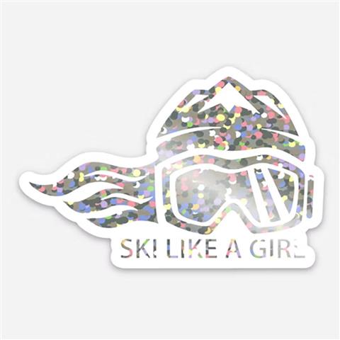Ski Like A Girl 3&quot; Holographic Glitter Sticker