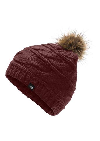 the north face women's triple cable fur pom beanie