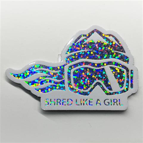 Ski Like A Girl 3 Holographic Glitter Sticker