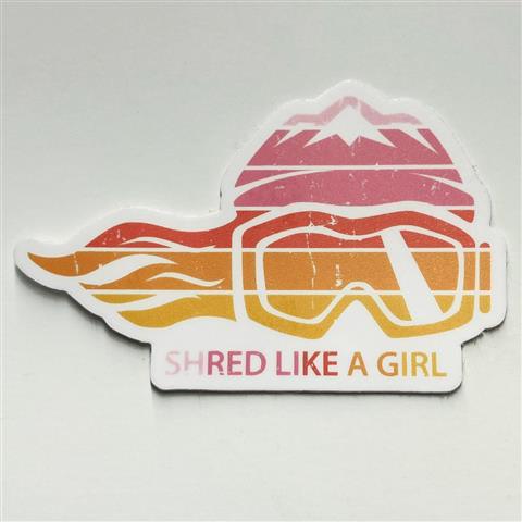 Ski Like A Girl 3 Retro Sunset Sticker
