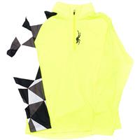 Spyder Boy's Linear Web T-Neck Shirt - Bryte Yellow / Black Faceted Print