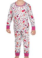 Hot Chillys Toddler Mid Weight Print Set - Youth - Sweetness / Fuchsia