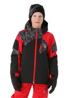 Spyder Leader Jacket - Boy's - Black / Red / Cloudy Tonal Distress Print