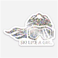Ski Like A Girl 3 Holographic Glitter Sticker - Ski Like A Girl