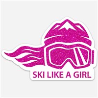 Ski Like A Girl 3 Pink Glitter Sticker