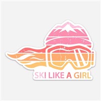 Ski Like A Girl 3 Retro Sunset Sticker