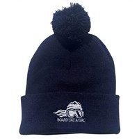 Ski Like A Girl Embroidered Pom-Pom Hat - Girl's - Board Like A Girl - Navy