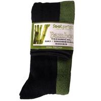 Footprint Ski and Snowboard Bamboo Socks - Black / Green