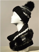 Mitchie's Matchings Knitted Hat & Scarf Set - Women's - Black