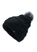 The North Face Triple cable FUR Pom Beanie - Women's - Black / Mid Grey