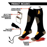 ActionHeat 3.7V Rechargeable Battery Heated Cotton Socks - Black
