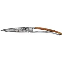 Deejo Knife - 37g - Tattoo Blade - Pheasant / Juniper Wood (1CB038)