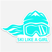 Ski Like A Girl Sticker - Aqua Blue