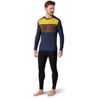 Smartwool Classic Thermal Merino Base Layer Colorblock Crew - Men's - Deep Navy / Military Olive Heather