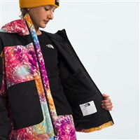 The North Face Freedom Insulated Jacket - Girl's - Radiant Poppy Blowing Wind Print