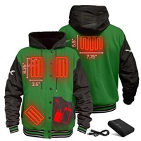 ActionHeat Philadelphia Eagles 5V Heated Varsity Jacket - Men's - Green / Black - front back heat