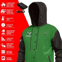 ActionHeat Philadelphia Eagles 5V Heated Varsity Jacket - Men's - Green / Black - angle and stats