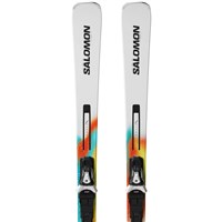 Salomon Addikt Pro 76 Skis + Salomon MI 12 GW Bindings - Men's - White / Turquoise / Orange - TIPS
