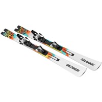 Salomon Addikt Pro 76 Skis + Salomon MI 12 GW Bindings - Men's - White / Turquoise / Orange - LAY