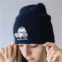 Ski Like A Girl Embroidered Beanie - Girl's - Ski Like A Girl - Navy