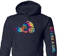 Ski Like A Girl Tie-Dye Hoodie - Girl's - Navy / Tie-Dye