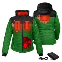 ActionHeat Philadelphia Eagles 5V Puffer Battery Heated Jacket - Women's - Green / Black - front back heat