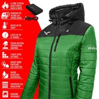 ActionHeat Philadelphia Eagles 5V Puffer Battery Heated Jacket - Women's - Green / Black - angle and stats