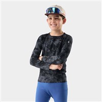 Smartwool Classic Thermal Merino Base Layer Crew - Youth - Black Tie Dye - front
