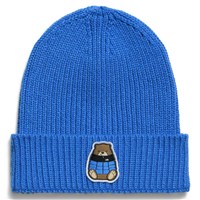 The North Face Box Logo Cuffed Beanie - Youth - Active Blue / Nuptse Bear Patch