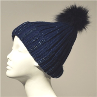 Mitchie's Matchings Knit Hat with Sparkles - Women's - Navy