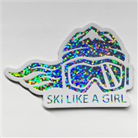 Ski Like A Girl 3 Holographic Glitter Sticker - Ski Like A Girl