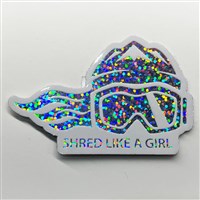 Ski Like A Girl 3 Holographic Glitter Sticker - Shred Like A Girl