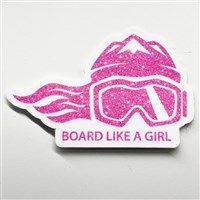 Ski Like A Girl 3 Pink Glitter Sticker - Board Like a Girl - Pink