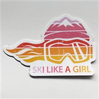 Ski Like A Girl 3 Retro Sunset Sticker - Ski Like A Girl