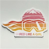 Ski Like A Girl 3 Retro Sunset Sticker - Shred Like A Girl