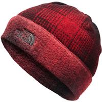 The North Face Sweater Fleece Beanie - Youth - Rage Red Plaid