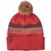 Patagonia Powder Town Beanie - Youth - Forest Stripe Knit / Sumac Red (FSRE)